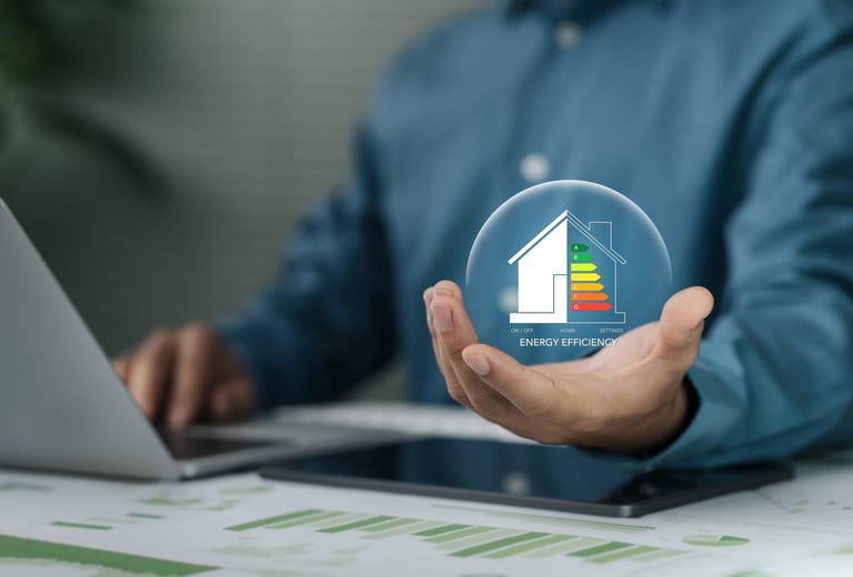 Energy efficiency concept, sustainable development, thermal protection efficiency