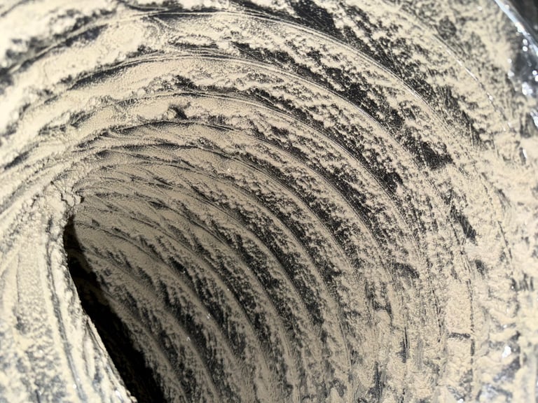 Ductwork before cleaning